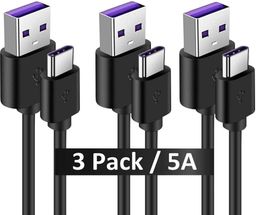 USB Type C Fast Charging Cable 3 Pack 5A PVC Safe Fast Charge Code USB C Cable for Samsung Galaxy Note 20 10 9 8 S8 S9 S10 109511401