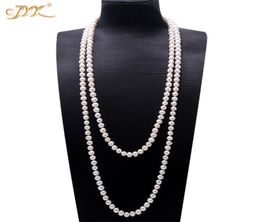 JYX Pearl Sweater Necklaces Long Round Natural White 89mm Natural Freshwater Pearl Necklace Endless charm necklace 328 2011046628406