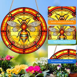 Acrylic Window Bee Suncatcher Decor Round Hanging Colourful Ornament for Window Gift Outdoor Indoor Home Wall Tree Garden Decor