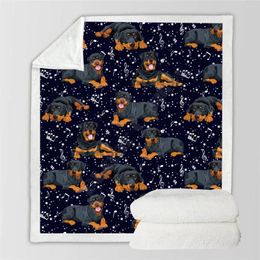 Blankets Cute Rottweiler Blanket Fleece 3D All Over Printed Wearable Adults/kids