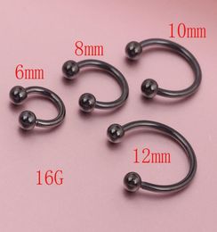 Anodized BLACK Horseshoe Bar Lip Nose Septum Ear Ring Various Sizes available Piercing Nose Body jewelry1064343