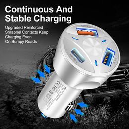 Fast Charging Charger 55W Vehicle-Mounted Mobile Phone Charger QC3.0 USB Type-C One for Three for Phones for Tablets Laptop
