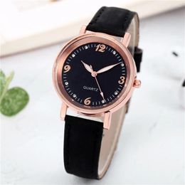 Wristwatches Style Fashion Women's Luxury Leather Band Analog Quartz WristWatch Ladies Watch Women Dress Black Clock