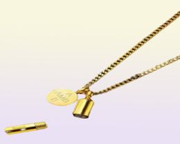 openable capsule pendant necklace men women luxury designer letter pendants stainless steel mens cuban link chain gold5163237