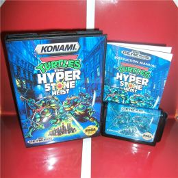 Accessories Turtles The Hyper Stone Heist US Cover with Box and Manual for MegaDrive Video Game Console 16 bit MD card