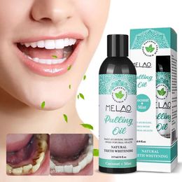 237ml Coconut Mint Pulling Oil Mouthwash Alcohol-free Care Teeth Breath Oral Scraper Tongue Mouth Health Whitening Fresh O4Z9