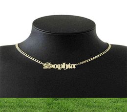 Custom Old English Name Necklaces For Women Men Rose Gold Silver Color Stainless Steel Cuban Chain Personalized Gothic Necklace H15450696