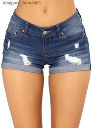 Jeans womens womens shorts jeans donne strappate a corto di moda per ropa para jer ladies denim jean 2021 c240413