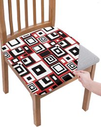 Chair Covers Geometric Rectangle Red Black Seat Cushion Stretch Dining 2pcs Cover Slipcovers For Home El Banquet Living Room