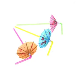 Disposable Cups Straws 20pcs Hawaiian Party Umbrella Decorative Drinking Straw Table Decor Luau Cocktail Accessories