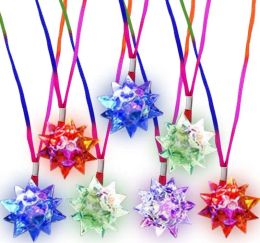 Flashing Crystal Star Necklaces Kids Glowing Light Up Rubber Planet Pendant Toy Jewellery Party Favours Goodie Bag Fillers ZZ