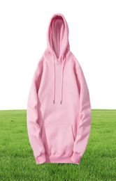 Fashion Pink Men Hoodies Hip Hop Streetwear Casual Hoodies Sweatshirts Elasticity Solid Color Fleece Thick Warm Threaded cuffs Y083164615