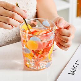 Wine Glasses JINYOUJIA 600ml Cartoon Glass Mug High Temperature Resistant Water Cup Student Couple Cute Milk Breakfast Mugs