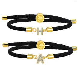 Charm Bracelets Milan Rope Initial Letter Bracelet For Women Tree Of Life Buckle Design Adjustable Wristband