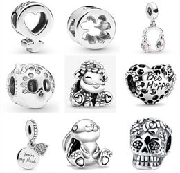925 Silver Fit Charm 925 Bracelet Rabbit Be Happly Sheep Skull Clover DIY charms set Pendant DIY Fine Beads Jewelry8086153