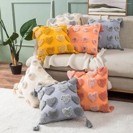 Pillow Nordic Ins Tufted Pillowcase Embroidered Bedside Bedroom Living Room Sofa Office Chair Home Decoration