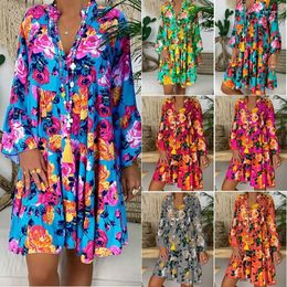 Casual Dresses Print Long Sleeve Swing Dress Top-Selling Product Fashion Plus Size Women's Large