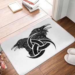 Carpets Viking Valhalla Non-slip Rug Doormat Living Room Mat Horn Of Odin Bird Crow Balcony Carpet Indoor Decor