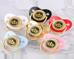 Pacifiers Colours Cartoon Crown Baby Pacifier Golden Dummy Bling Toddler Pacy Orthodontic Nipple Infant Shower Gift 018 MonthsPac8294620