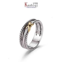 Rings Dy Twisted Two-color Cross Ring Women Fashion Platinum Plated Black Thai Sier Hot Selling Jewelry8344853