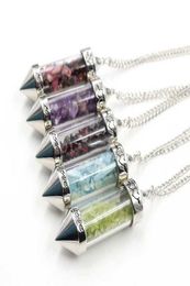 Crystal Gravel Wishing Bottle Sweater Chain Pendant Necklace Lady Retro Transparent Glass Wishing Bottle2217286