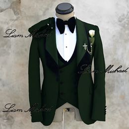 2024 Elegant Men's Suit High Quality Jacket Pants Vest 3 Piece Set Groom Wedding Tuxedo Red Blazer Custom Size Suit Men