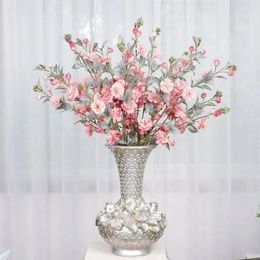 Decorative Flowers Pink Artificial Retro Silk Rose Bouquet Peony Vintage Camellia Flower Fake Plants Home Wedding Decoration Accessories