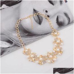 Pendant Necklaces Pearl Pendants Leaves Statement14K Gold Necklace Women Collares Ethnic Jewelry For Gifts Drop Delivery Dheot