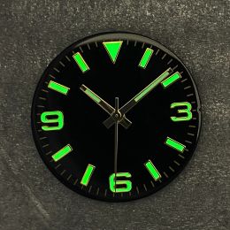 28.5mm Watch Dial + Hands Green Luminous Sun Pattern Modified 369 Nail Dial Watch Faces Accessory Fit NH35/NH36/4R/7S Movement
