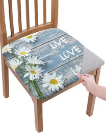 Chair Covers Daisy Flower Wood Texture Elasticity Cover Office Computer Seat Protector Case Home Kitchen Dining Room Slipcovers