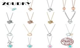 DORAPANG 100 925 Sterling Silver Necklace Heart Pendant Necklace Rose Gold Green 18 Gold Clavicle Chain Original Genuine Women2101640726