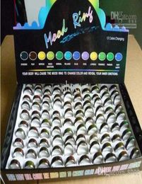 100pcs mixed size 4mm 16 17 18 19 20 fashion mood ring changing colors stainless steel rings with box5913415