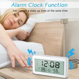 New Digital Backlight Alarm Clock LED Table Watch Electronic Temperature Humidity Metre Desk Clock Bedroom Mute Time Clock