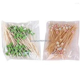 Disposable Flatware 100 Pack Party Cupcake Fruit Forks Cake Dessert Cocktail Toothpicks Bar Summer Birthday Wedding Supplies Bamboo Material