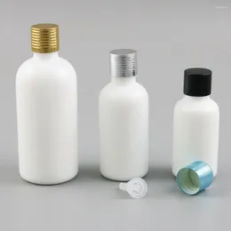 Storage Bottles 12 X 1oz Refillable Natural White Glass Bottle With Gold Silver Black Cap 15cc 30ml 50ml 100ml Containers