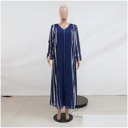 Ethnic Clothing Muslim Abayas For Women Striped Sequin Loose Robe Dubai Arabian Chiffon Beads Patchwork Light Luxury Arab Dress Drop D Dhk5Y