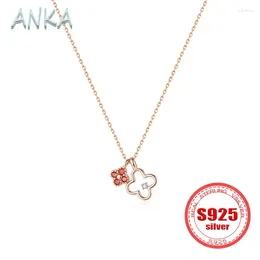 Pendants S925 Sterling Silver Necklace Four-leaf Clover Niche Design Ins Wind Pendant Korean Short Collarbone Female