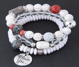 2020 Bohemia Bracelets for Women Jelly Stone Beads Bracelets Bangles Love Charm Pulseras Ethnic Style Elastic Bracelet Femme9046495