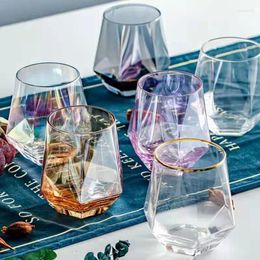 Wine Glasses Color Heatproof Glass Net Celebrity Creative Hexagonal Crystal Beautiful Milk Juice Drink Cup Family Party High Value