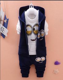 Newest 2018 Autumn Baby Girls Boys Minion Suits InfantNewborn Clothes Sets Kids VestT ShirtPants 3 Pcs Sets Children Suits Y1811269433