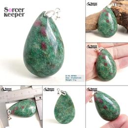 Pendant Necklaces Natural Ruby Fuchsite Tumbled Jewelry Women Men Healing Love Gift DIY Handmade For Zoisite Necklace Key Chain 03