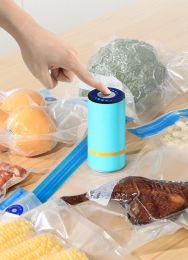 Machine Electric Handheld Vacuum Sealer Pump Sous Vide Bags USB Rechargeable BPA Free 5Pcs Reusable Vacuum Food Storage Zipper Bags Set