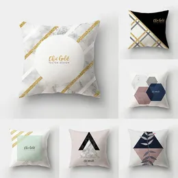 Pillow 45x45cm Abstract Geometric Print Cover Marble Polyester Short Plush Patchwork Sofa Home Decor