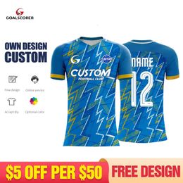 Sublimation Customise 100% Polyester Own Design Club Team Training Football Jersey Kits Breathable Soccer Uniform Shirt For Mens 240402