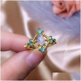 Cluster Rings The Engagement Present Opal Ring 925 Sterling Sier Fine Jewelry Drop Delivery Dhxal