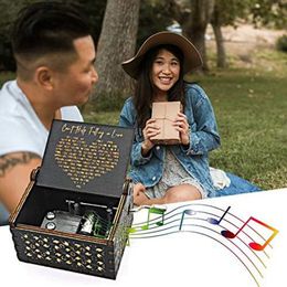 1 PCS Can't Help Falling In Love Wood Music Box, Antique Engraved Musical Boxes Case For Love One Wooden Music Box
