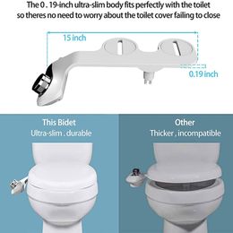 New Toilet Bidet Attachment Bathroom Accessories Women Ass Washers Dual Nozzle Bidet for Toilet Spray Cleaners Bidet Attachment