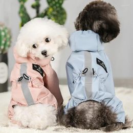 Dog Apparel Reflective Raincoat Waterproof Mesh Breathable Rain Jacket Coat Clothing Small Dogs Hoodies Jumpsuit Raincoats Clothes