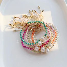Charm Bracelets KKBEAD Faceted Crystal Beaded Bracelet For Women Jewellery Fashion Simple Pearl Jewellery Pulseras Femme Y2k Accessories
