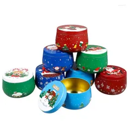 Storage Bottles 8PCS Christmas Candy Tin Empty Candle Jars Xmas Gift Box Tins Cookie With Lids